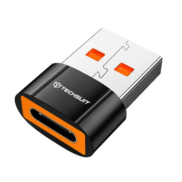 OTG adapter Techsuit "HyperPort A7" USB-C v USB-A 5Gbps, 10A - oranžen