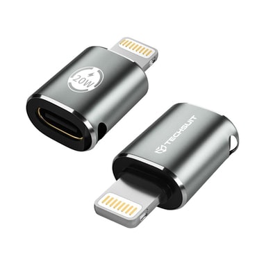 OTG adapter Techsuit "TitanCoreX A11" Lightning v USB-C 3A, aluminijasta zlitina, Plug and Play, hitro polnjenje - siv