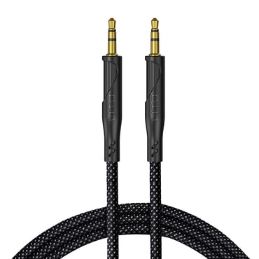 AUX 3.5mm v AUX 3.5mm audio kabel Lito "LA02" brez izgube signala, najlonska pletenina, 1m - black