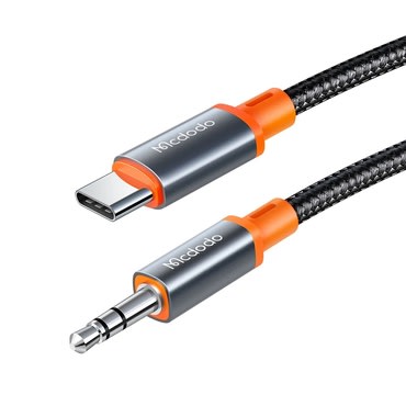 USB-C v AUX 3.5mm audio kabel Mcdodo "CA-0900" spiralna zasnova, najlonska pletenina, 1.8m - black