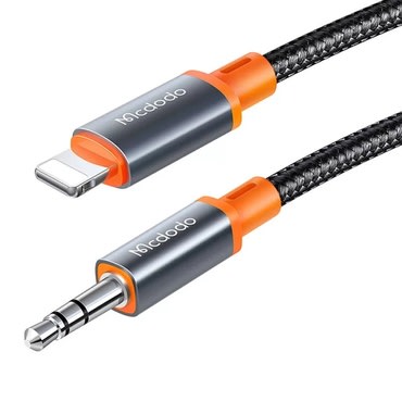 Lightning v AUX 3.5mm audio kabel Mcdodo "CA-0890" spiralna zasnova, najlonska pletenina, 1.8m - black