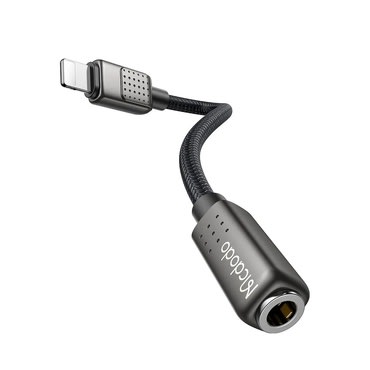 Lightning v AUX 3.5mm audio kabel Mcdodo "CA-5010" z digitalnim avdio dekodirnim čipom, najlonska pletenica, 0.11m - black