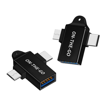 OTG adapter Techsuit "AluCoreX A15" 3v1 USB-A v Micro-USB v USB-C, aluminij - črn