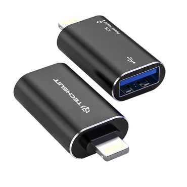 OTG adapter Techsuit "AluVoltX A18" USB-A v Lightning aluminij, hitri prenos podatkov - črn