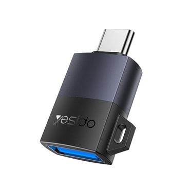 OTG adapter Yesido "GS31" USB-C v USB-A QC18W, aluminijasta zlitina, Plug and Play - siv