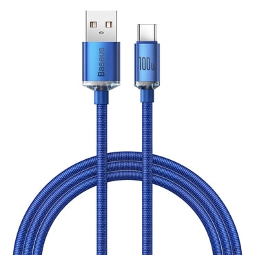 Polnilni in podatkovni 100W USB-A v USB-C kabel Baseus "Crystal Shine" - 2m - blue