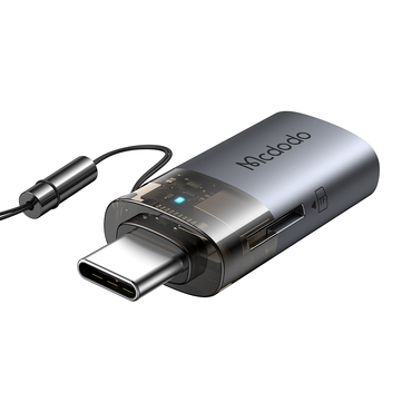 USB-A v USB-C OTG adapter Mcdodo "OT-7600" z vgrajenim čitalnikom kartic, 5Gbps - black