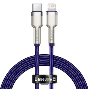 Polnilni in podatkovni 20W USB-C v Lightning kabel Baseus "Cafule Series Metal" - 480Mbps - 2.4A - 1m - purple