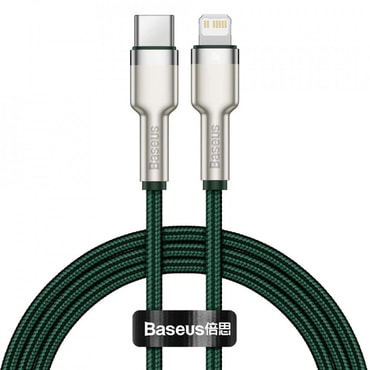 Polnilni in podatkovni 20W USB-C v Lightning kabel Baseus "Cafule Series Metal" - 480Mbps - 1m - dark green