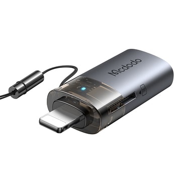 USB-A v Lightning OTG adapter Mcdodo "OT-7850" s TF čitalnikom kartic, hitrim prenosom podatkov 480Mbps - black