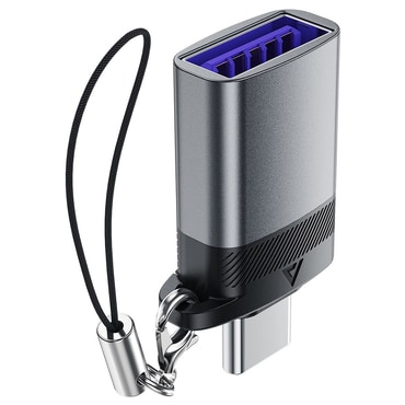 USB-A v USB-C OTG adapter Acefast "J7" 10Gbps, hitro polnjenje - metal gray