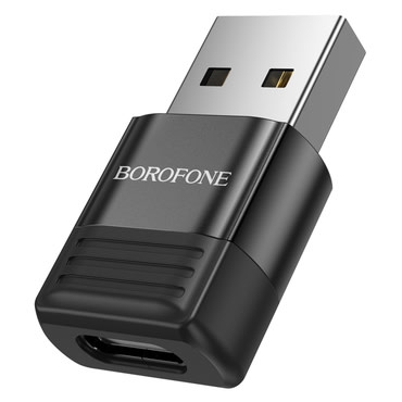 USB-A v USB-C OTG adapter Borofone "BV18" za prenos podatkov, hitro polnjenje do 3A - črn
