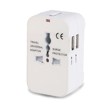 Potovalni adapter Techsuit "HHT202" EU/UK/AUS/US, 2x USB, 25W - bel