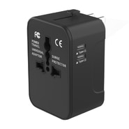 Potovalni adapter Techsuit "HHT202-2C" EU/UK/AUS/US, 2x USB-C - black