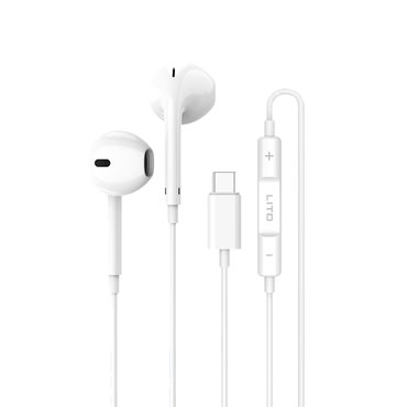 Slušalke Lito "LF01T" USB-C, stereo, s HD mikrofonom, 1.2m - bele