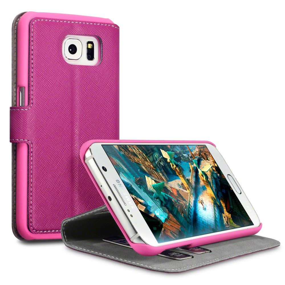 Premium Covert etui "Thin Line" za Samsung Galaxy S6 - roza