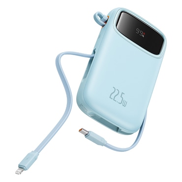 Power bank Baseus "Qpow Pro+" 10000mAh 22.5W z Lightning, 2x USB-C in USB, s kablom USB-C 30cm - blue
