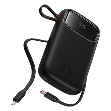 Power bank Baseus "Qpow Pro+" 10000mAh 22.5W z Lightning, 2x USB-C in USB, s kablom USB-C 30cm - black