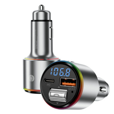 Avtomobilski 30W polnilec Proove "FMPD30110006" z FM modulatorjem, USB, USB-C, AUX, Bluetooth 5.3 - silver