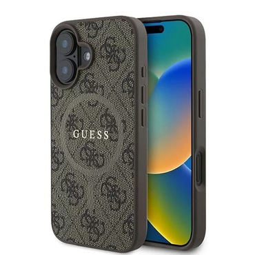 Ovitek Guess "4G Ring Classic Logo MagSafe" za iPhone 16 - brown