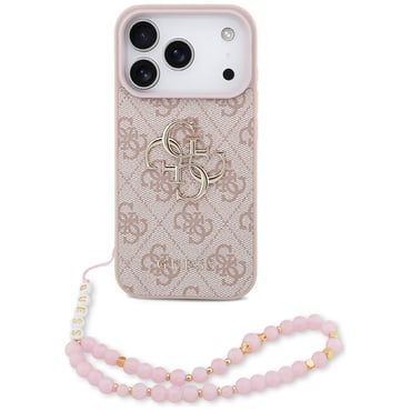 Ovitek Guess "Hardcase 4G Classic Logo with Strap" za iPhone 17 Pro - pink