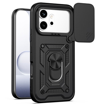 Oklepni ovitek MaX-Armor z obročem, kovinsko ploščico in zaščito zadnjih kamer za Honor 600 / 600 Pro - army black