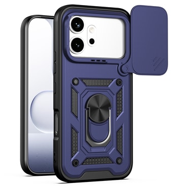 Oklepni ovitek MaX-Armor z obročem, kovinsko ploščico in zaščito zadnjih kamer za Honor 600 / 600 Pro - blue