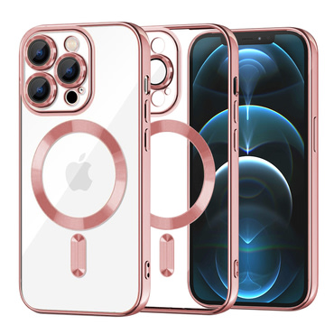 Ovitek Techsuit "Luxury Crystal MagSafe" za iPhone 12 Pro Max - roza