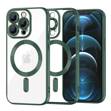 Ovitek Techsuit "Luxury Crystal MagSafe" za iPhone 12 Pro Max - temno zelen
