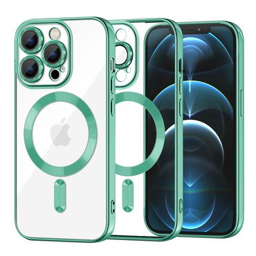 Ovitek Techsuit "Luxury Crystal MagSafe" za iPhone 12 Pro Max - svetlo zelen