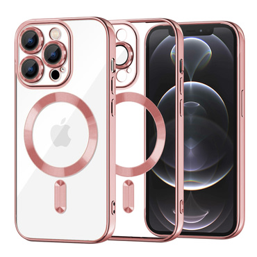 Ovitek Techsuit "Luxury Crystal MagSafe" za iPhone 12 Pro - roza
