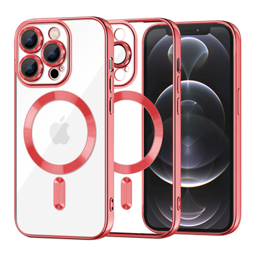 Ovitek Techsuit "Luxury Crystal MagSafe" za iPhone 12 Pro - rdeč