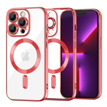 Ovitek Techsuit "Luxury Crystal MagSafe" za iPhone 13 Pro - rdeč