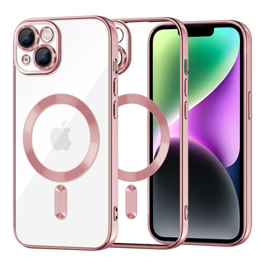 Ovitek Techsuit "Luxury Crystal MagSafe" za iPhone 14 - roza