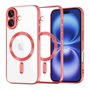Ovitek Techsuit "Luxury Crystal MagSafe" za iPhone 16 - rdeč