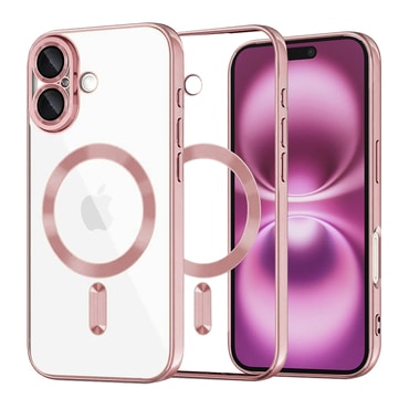 Ovitek Techsuit "Luxury Crystal MagSafe" za iPhone 16 Plus - roza