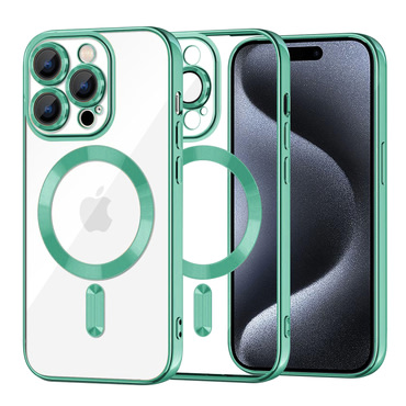 Ovitek Techsuit "Luxury Crystal MagSafe" za iPhone 15 Pro - svetlo zelen