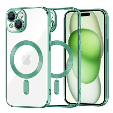 Ovitek Techsuit "Luxury Crystal MagSafe" za iPhone 15 Plus - svetlo zelen