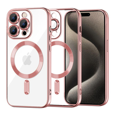 Ovitek Techsuit "Luxury Crystal MagSafe" za iPhone 15 Pro Max - roza