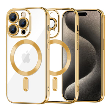 Ovitek Techsuit "Luxury Crystal MagSafe" za iPhone 15 Pro Max - zlat