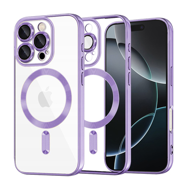 Ovitek Techsuit "Luxury Crystal MagSafe" za iPhone 16 Pro - svetlo vijoličen