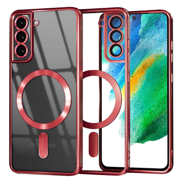 Ovitek Techsuit "Luxury Crystal MagSafe" za Samsung Galaxy S21 FE 5G - rdeč