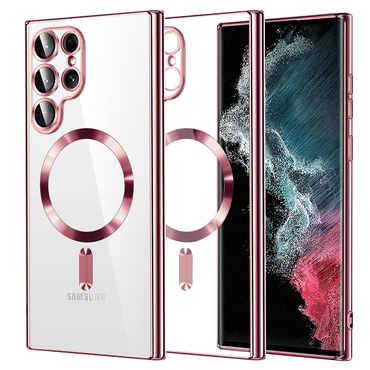 Ovitek Techsuit "Luxury Crystal MagSafe" za Samsung Galaxy S22 Ultra - roza