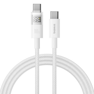Polnilni in podatkovni 100W USB-C v USB-C kabel Baseus "Data Cable Display 2" - 2m - moon white