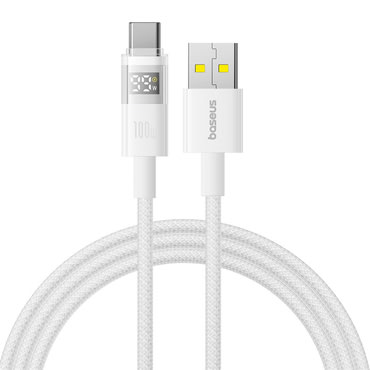 Polnilni in podatkovni 100W USB-A v USB-C kabel Baseus "Data Cable Display 2" - 2m - moon white
