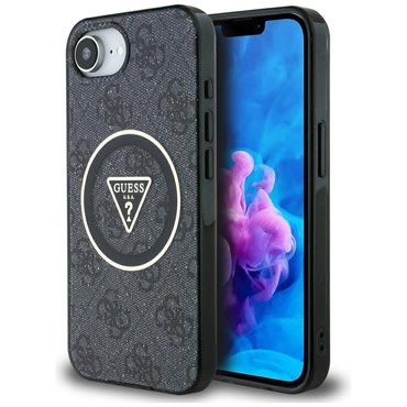 Ovitek Guess "IML Metal Glitter 4G Circle Triangle MagSafe" za iPhone 16e / 17e - black