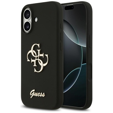 Ovitek Guess "Silicone Big 4G Script" za iPhone 17 - black