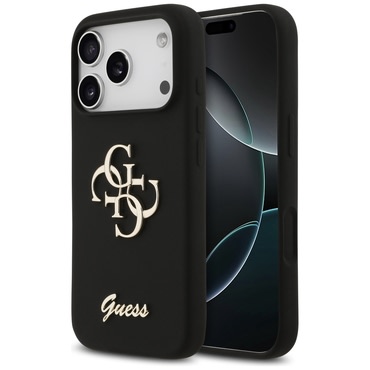 Ovitek Guess "Silicone Big 4G Script" za iPhone 17 Pro - black