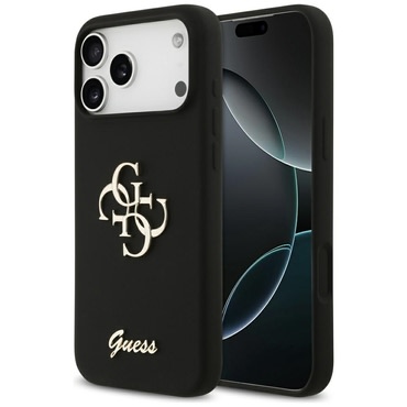 Ovitek Guess "Silicone Big 4G Script" za iPhone 17 Pro Max - black