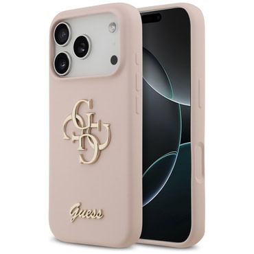 Ovitek Guess "Silicone Big 4G Script" za iPhone 17 Pro - light pink